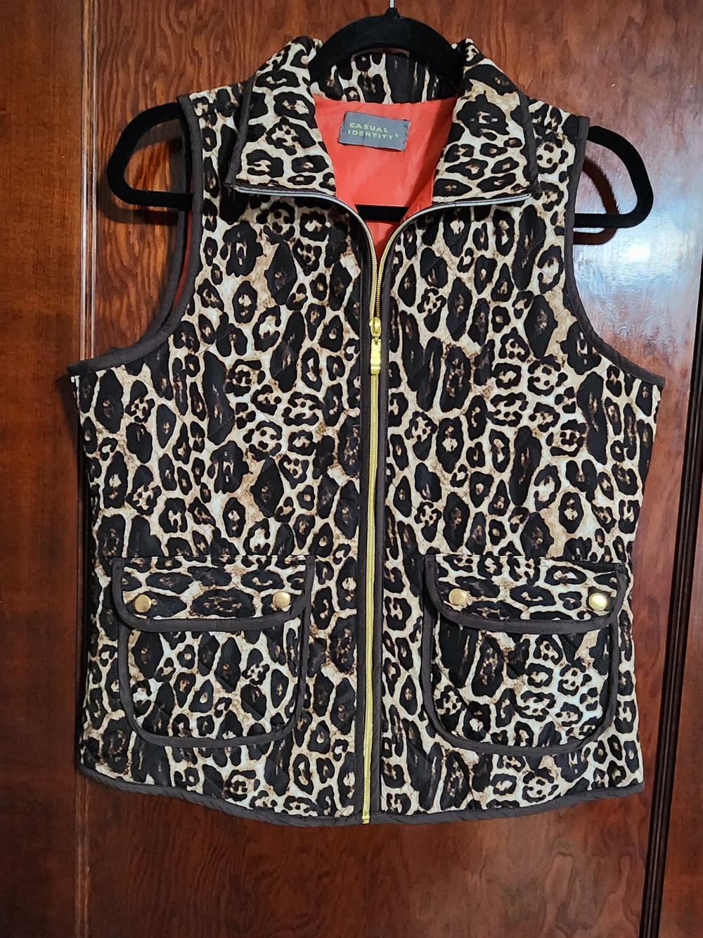 Casual Identity Leopard Print Quilted Vest - NWOT Medium